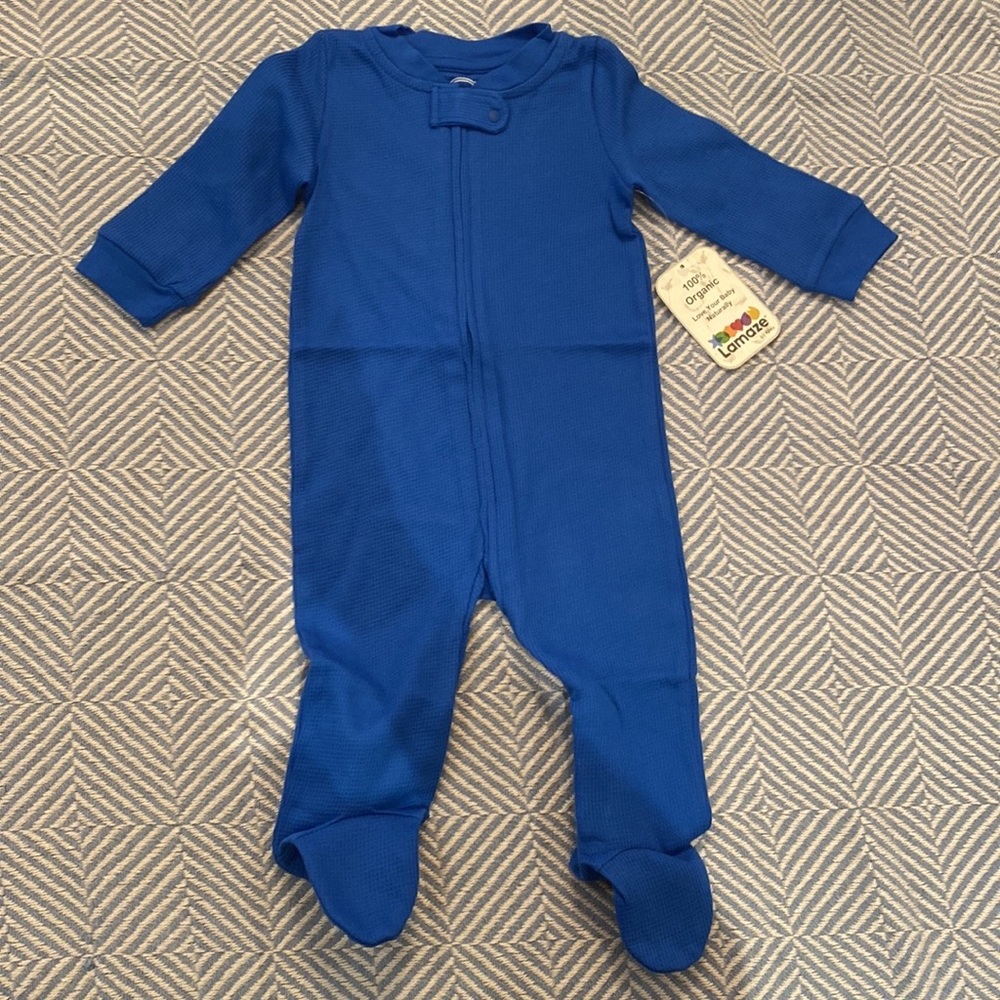 NWT Lamaze Organic Cotton Thermal Footie Blue Size 3M